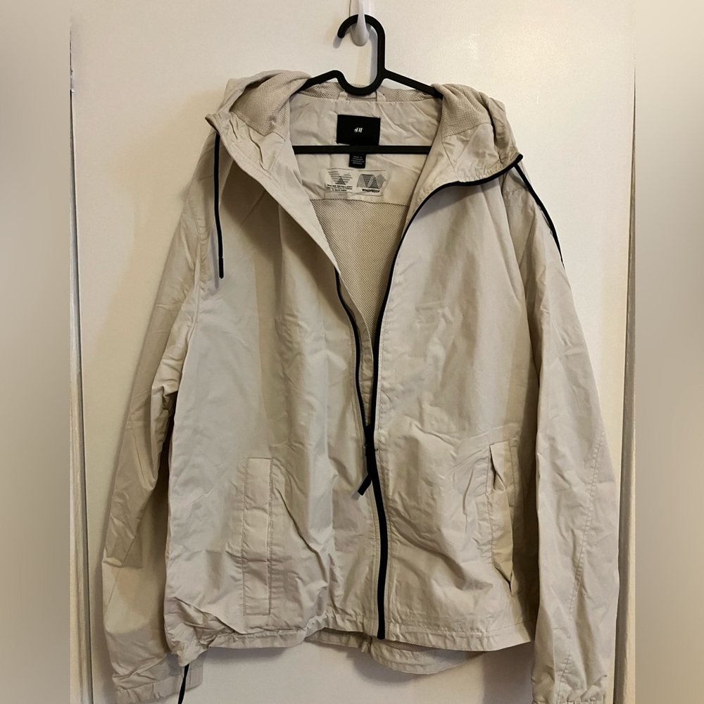 H&M [Mens] Nylon Windbreaker in Off white color [X-L]